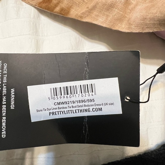 Pretty little thing stone tie dye linen tie bust dress - size 4 - Picture 5 of 8